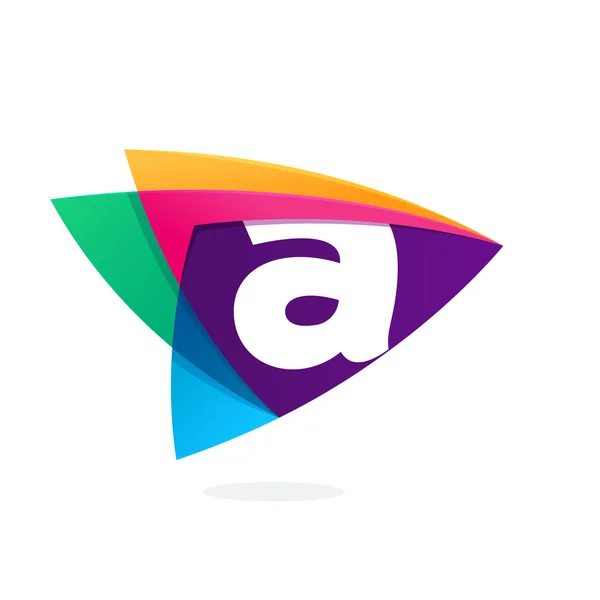 Буква A logo in triangle intersection icon . — стоковый вектор