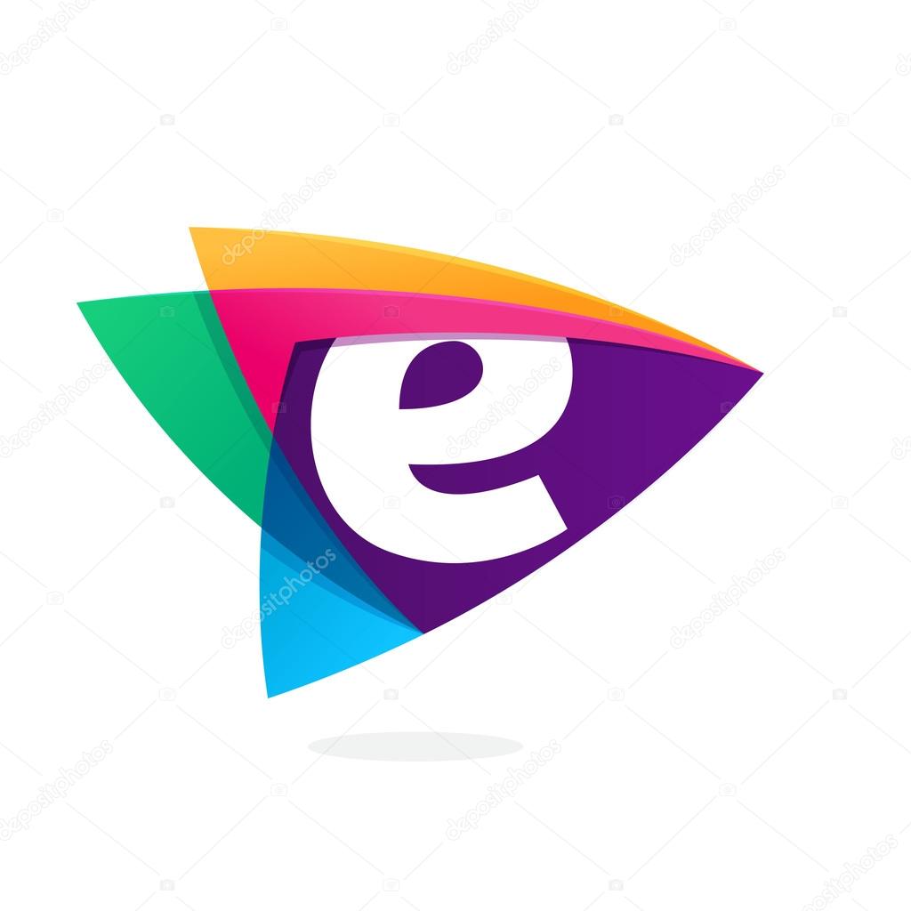 Letter E logo in triangle intersection icon. Multicolor vector alphabet letters for app icon, corporate identity, card, labels or posters.