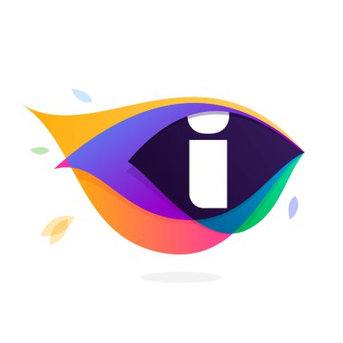 Harf ı logo tavus kuşu tüyü simgesi.