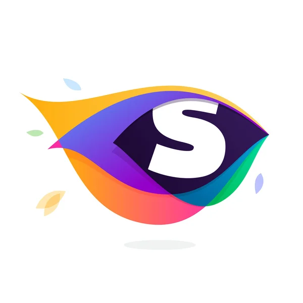 Letra S logotipo no ícone de penas de pavão . —  Vetores de Stock