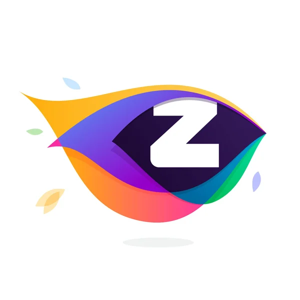Logo huruf Z dalam ikon bulu burung merak . - Stok Vektor