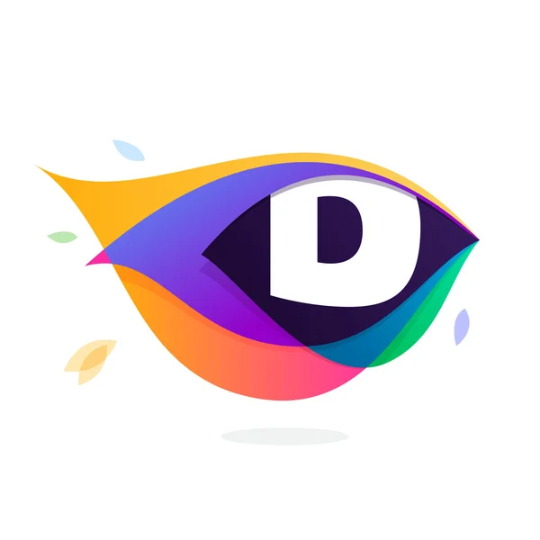 Letter D logo in peacock feather icon. — Stock Vector