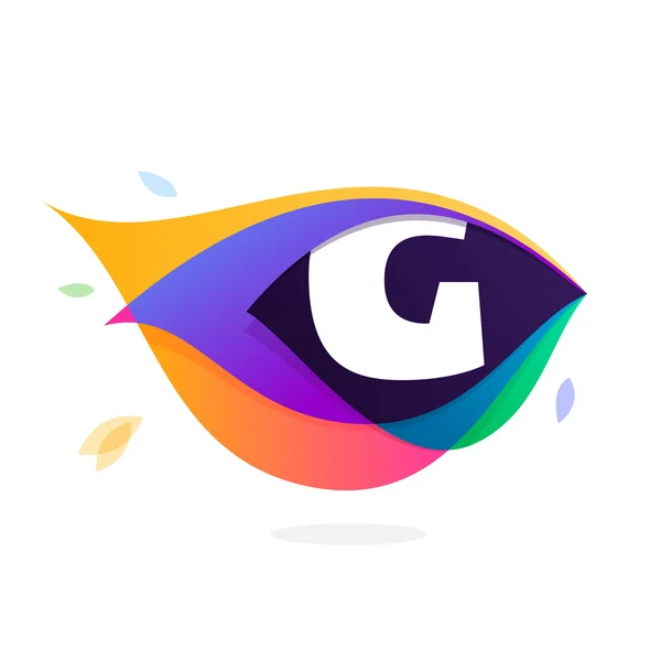 Letra G logo en el icono de plumas de pavo real . — Vector de stock