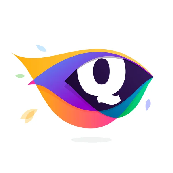 Letter Q logo in peacock feather icon. — Stock Vector