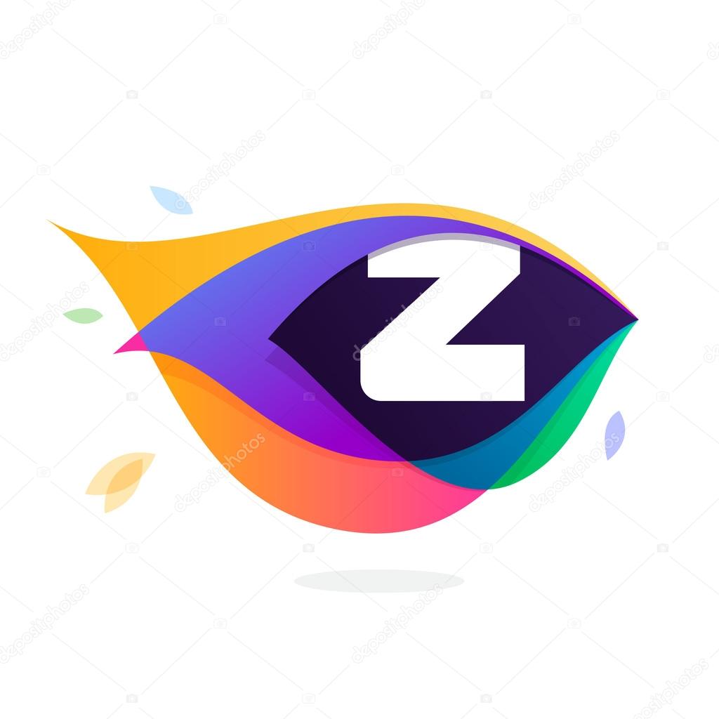 Letter Z logo in peacock feather icon. Multicolor vector alphabet letters for app icon, corporate identity, card, labels or posters.