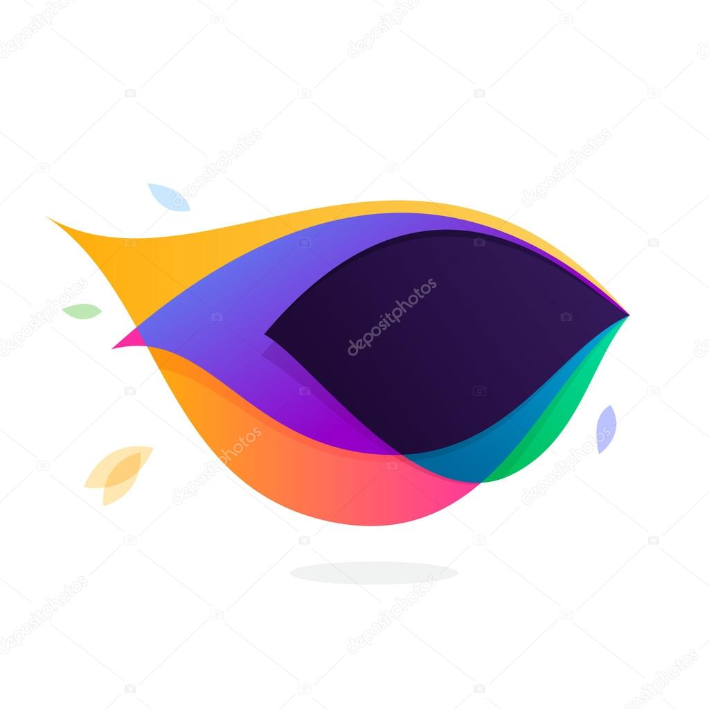 Peacock feather icon. Multicolor vector alphabet letters for app icon, corporate identity, card, labels or posters.