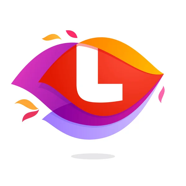 Letter L logo in flame intersection icon. — Stock Vector