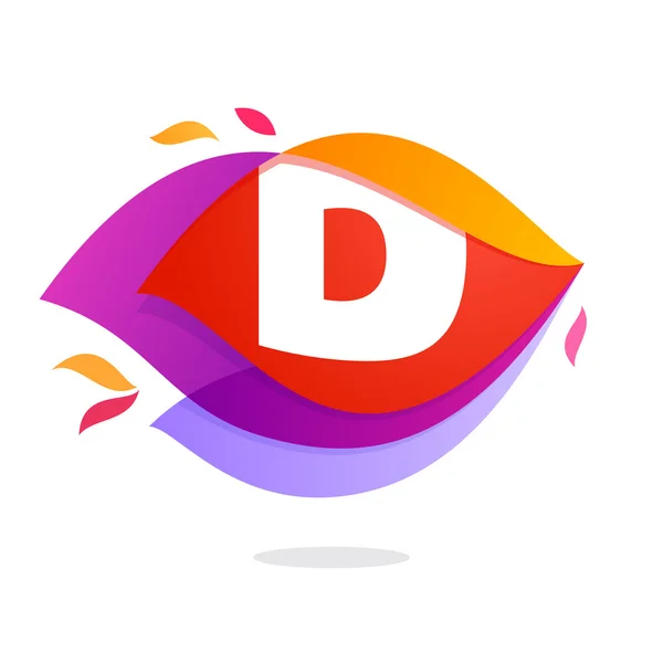 Letter D logo in flame intersection icon. — Stock Vector