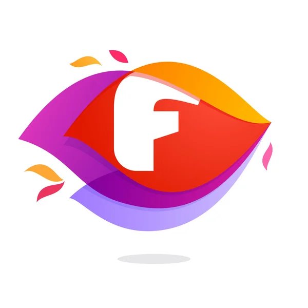 F harfi logo alev kavşak simgesi. — Stok Vektör
