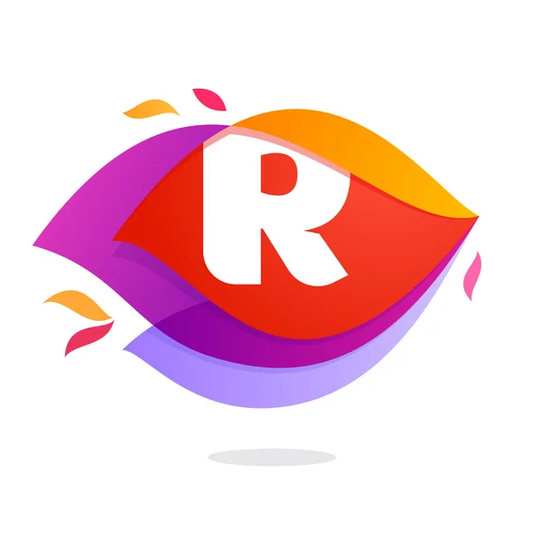 Letter R-logo in het pictogram van de doorsnede van de vlam. — Stockvector