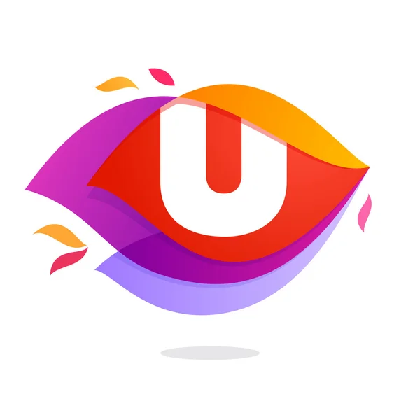 Letter U logo in flame intersection icon. — Stock Vector