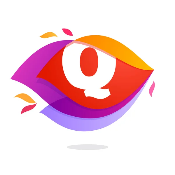 Letter Q logo in flame intersection icon. — Stock Vector