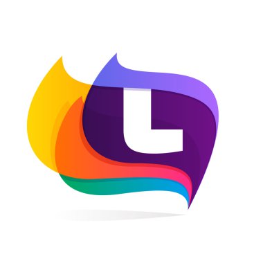 L harfi logo tüy veya bayrak simgesi.