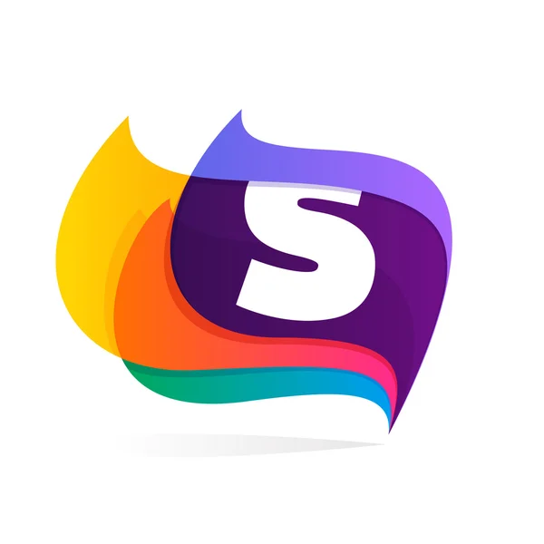 Letter S logo in feather or flags icon. — Stock Vector