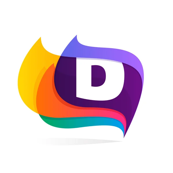 Letter D logo in feather or flags icon. — Stock Vector