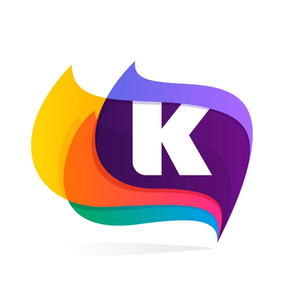 Letter K logo in feather or flags icon. — Stock Vector