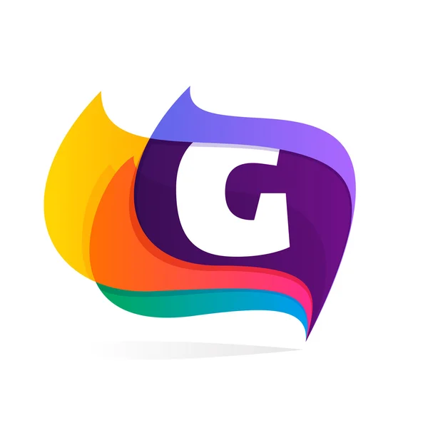 Letter G logo in feather or flags icon. — Stock Vector