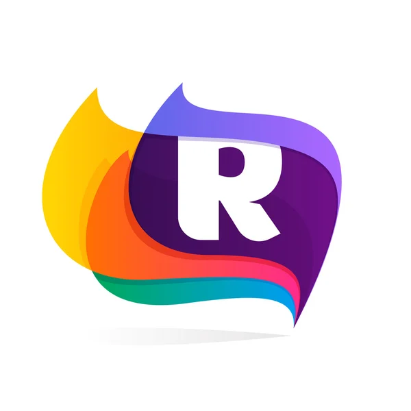 Bokstaven R logotyp i fjäder eller flaggor ikonen. — Stock vektor