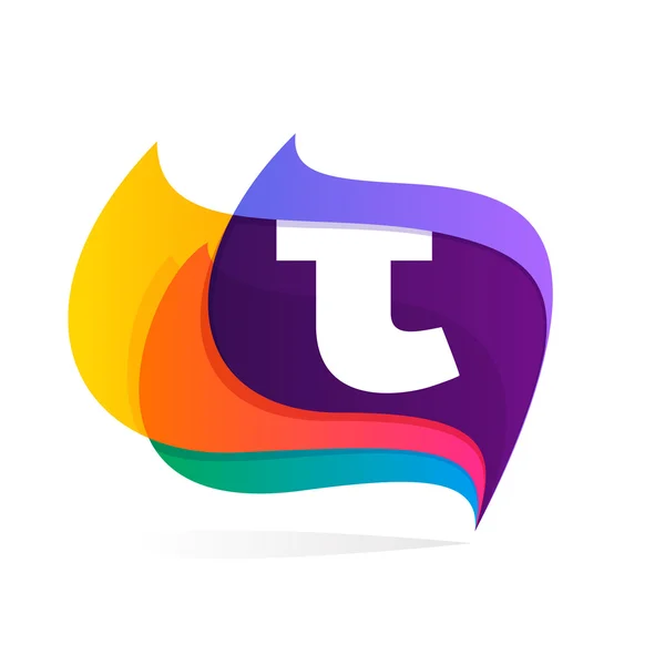 Letter T-logo in de veer of vlaggen pictogram. — Stockvector