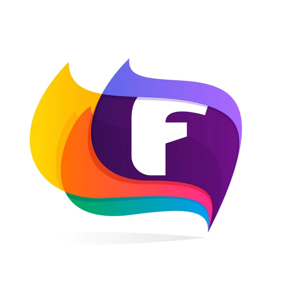Letter F logo in feather or flags icon. — Stock Vector