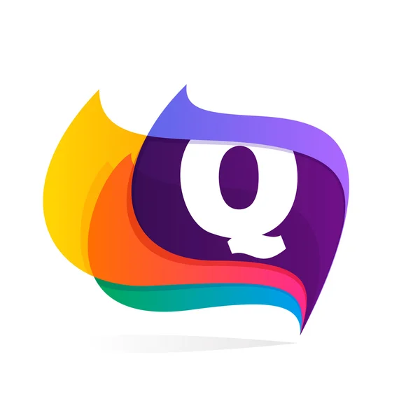 Letter Q logo in feather or flags icon. — Stock Vector