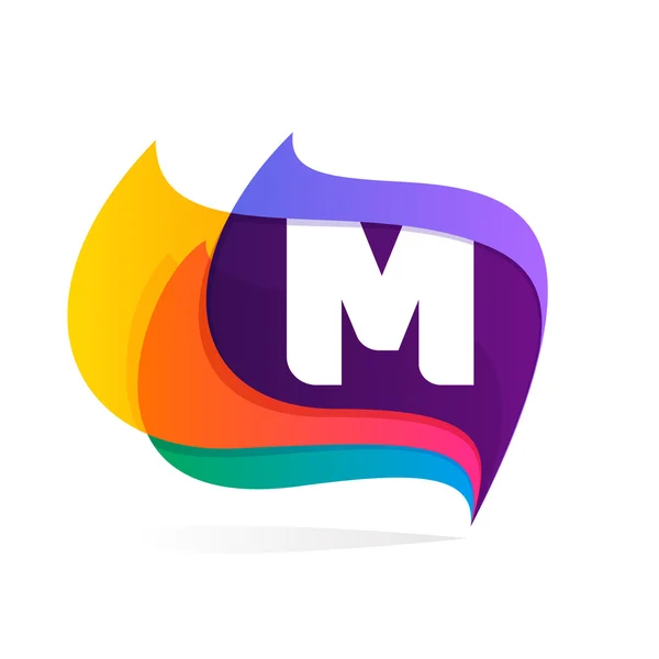 Letter M logo in feather or flags icon. — Stock Vector