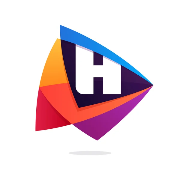 Letter H-logo in doorsnede driehoekje. — Stockvector