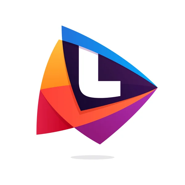 Letter L logo in triangle intersection icon. — Stock Vector