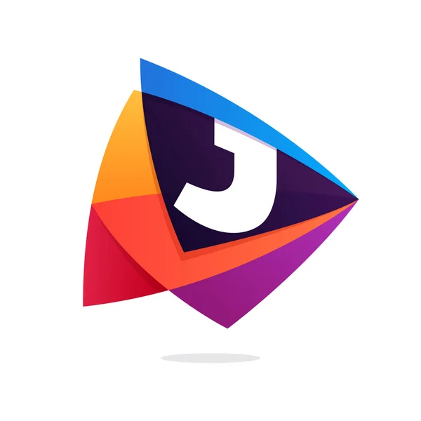 Logotipo da letra J no ícone da intersecção do triângulo . — Vetor de Stock