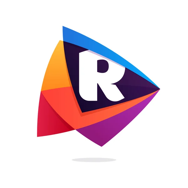 Γράμμα R λογότυπο στο τριγωνικό εικονίδιο διασταύρωση. — Διανυσματικό Αρχείο