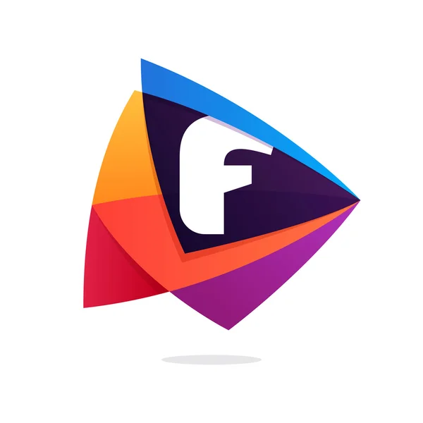 Letter F logo in triangle intersection icon. — Stock Vector