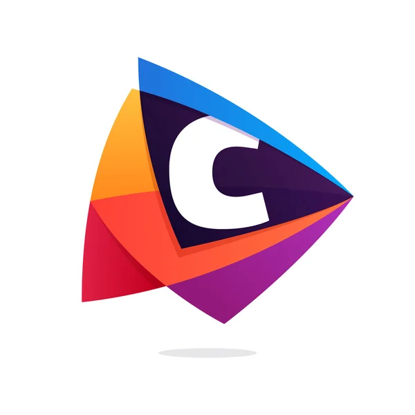 Letter C logo in triangle intersection icon. — Stock Vector