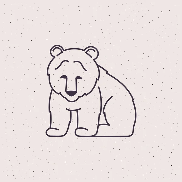 빈티지 플랫 곰 캐릭터 로고. — 스톡 벡터