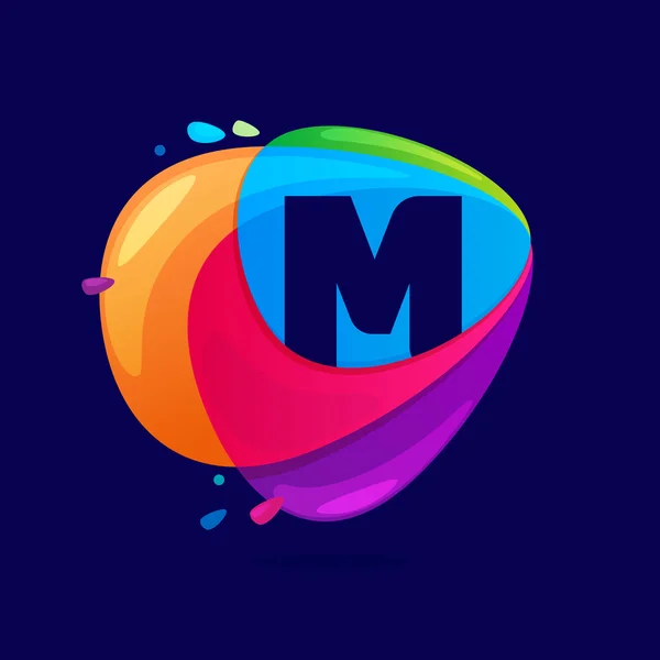 Letter M-logo in doorsnede driehoekje. — Stockvector