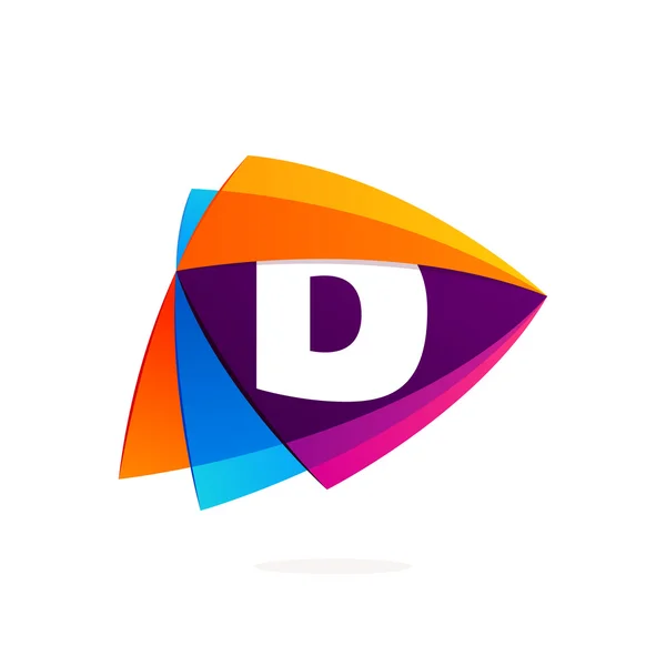 Logo de la lettre D dans l'icône du bouton Play. Icône d'intersection triangle . — Image vectorielle