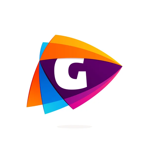再生ボタンのアイコンの文字 G のロゴ。三角形交差点のアイコン. — ストックベクタ