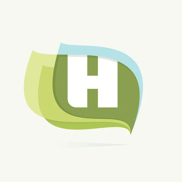 字母 H 徽标在叶子或标志图标. — 图库矢量图片