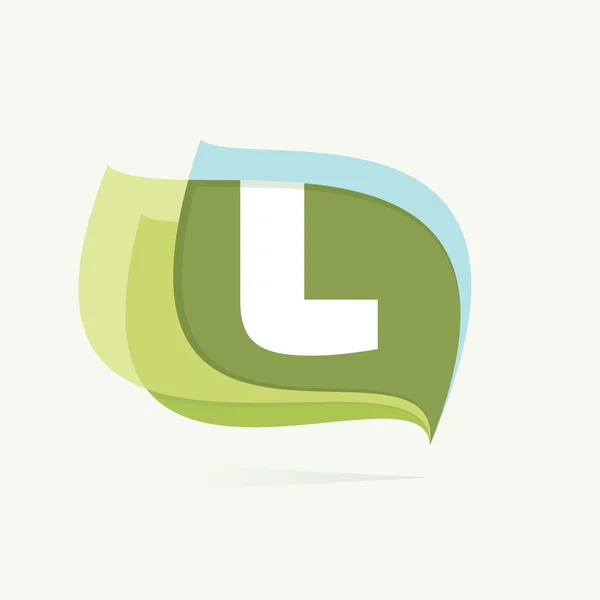 Letter L logo in leaves or flags icon. — Stock Vector