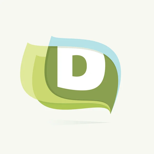 Letter D logo in leaves or flags icon. — Stock Vector