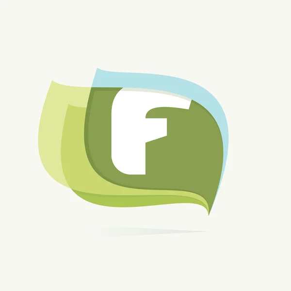 Logo písmeno F v listě nebo praporkách. — Stockový vektor
