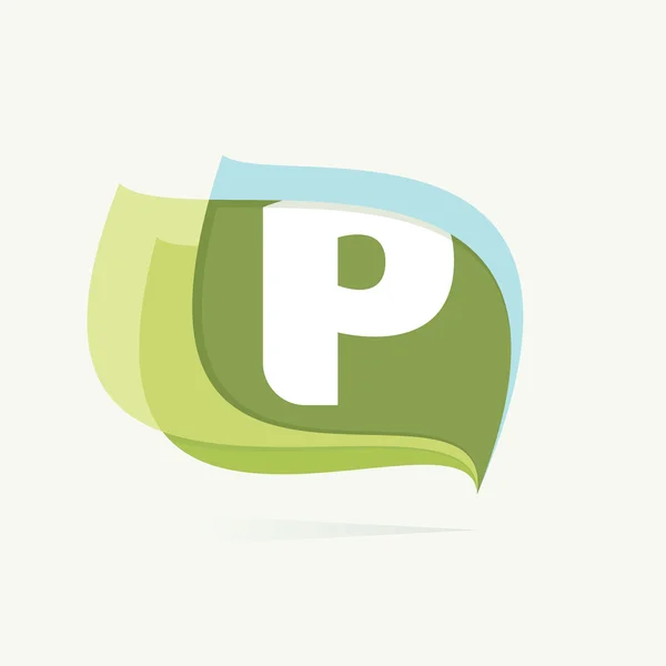 Letter P-logo in het pictogram Bladeren of vlaggen. — Stockvector