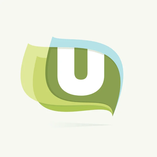 Letter U logo in leaves or flags icon. — Stock Vector