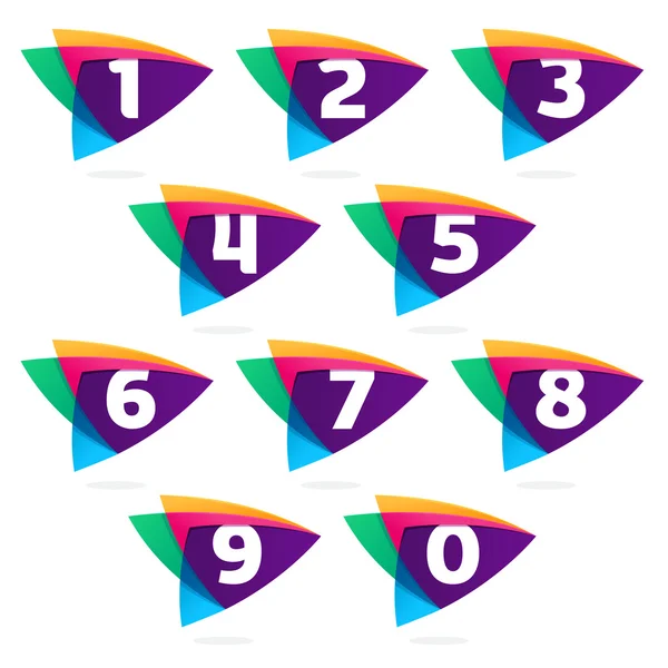 Logotipo conjunto de números en el icono de intersección de triángulo . — Vector de stock
