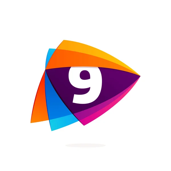 Logotipo número nove no ícone do botão Play . —  Vetores de Stock
