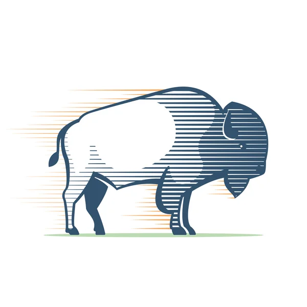 Logotipo Buffalo línea Vintage — Archivo Imágenes Vectoriales