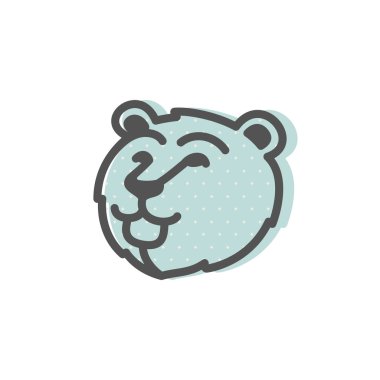 Vintage düz grafik karakter logo ayı.