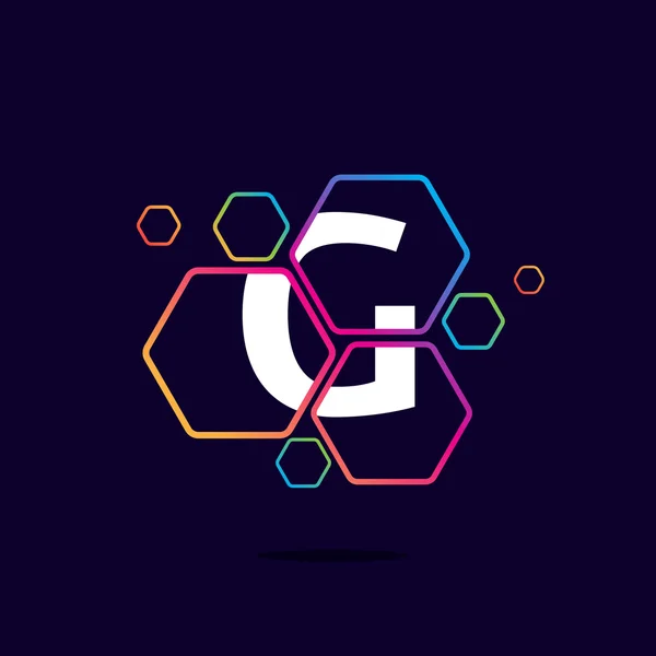 Γράμμα G λογότυπο στο μοτίβο εξάγωνο. — Διανυσματικό Αρχείο