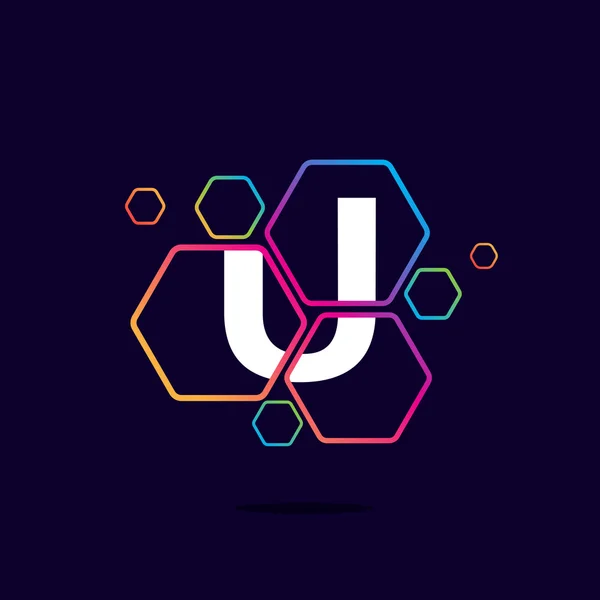 Letter U logo in Hexagon pattern. — Stock Vector