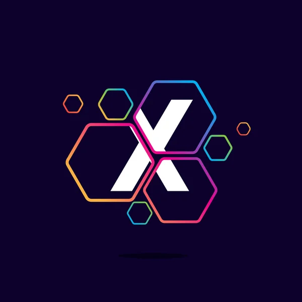 Letra X logo en patrón hexágono . — Vector de stock