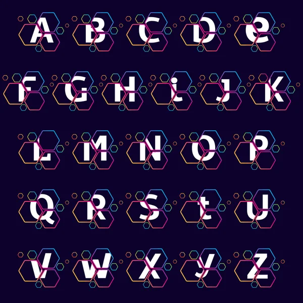 Alphabet-Logos im Sechseckmuster. — Stockvektor